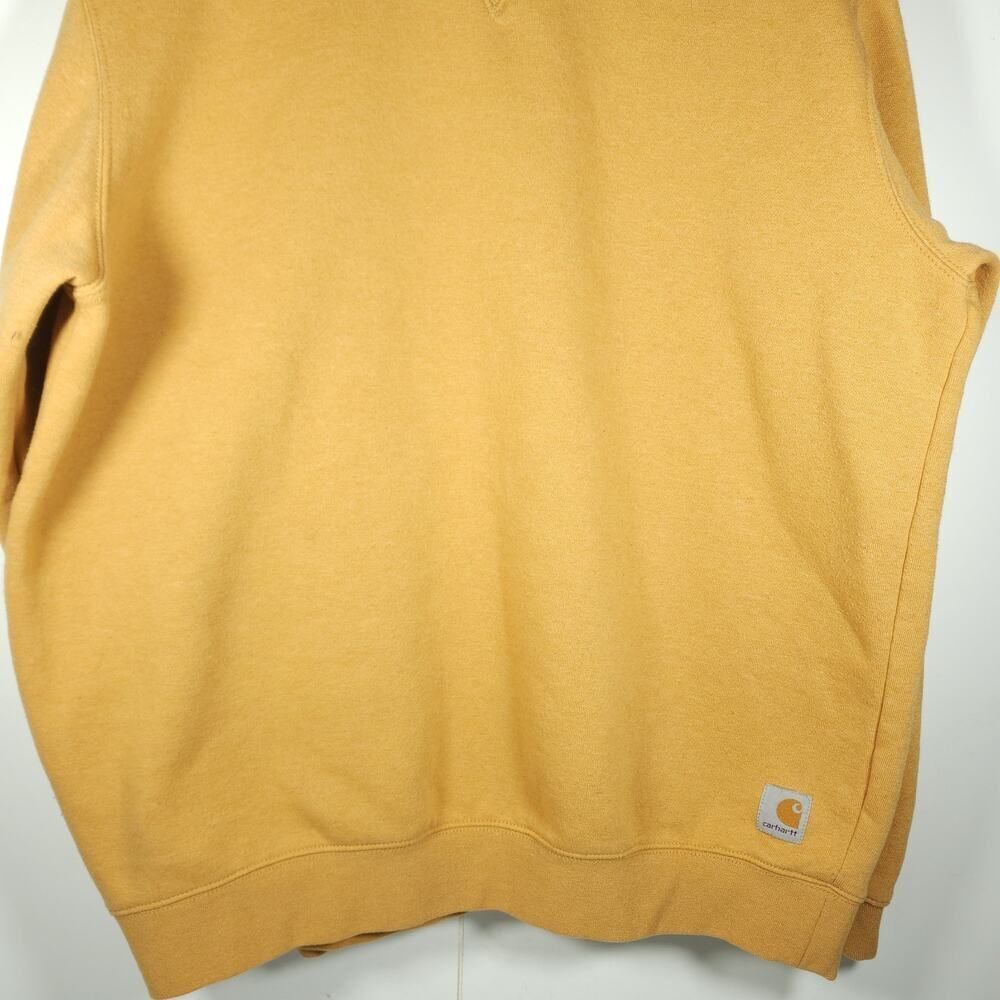 Carhartt Men's Sz Large Mustard Crew Neck Thick Loose Workwear Pullover Sweater - Picture 3 of 14